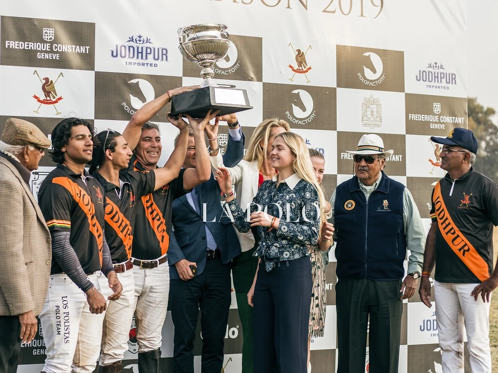 Polo champions celebrate their 2019 victory in Jodhpur with team members and officials