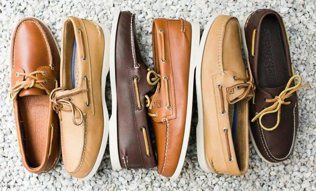 A collection of Sperry Top-Siders displayed together, showcasing their classic design and versatile style