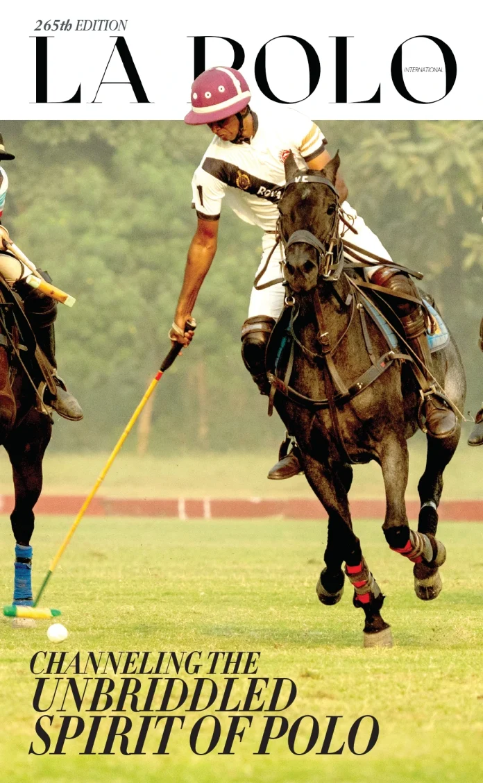 Cover art of La Polo magazine, featuring a striking polo match image, emphasizing the sport's luxury and lifestyle appeal.